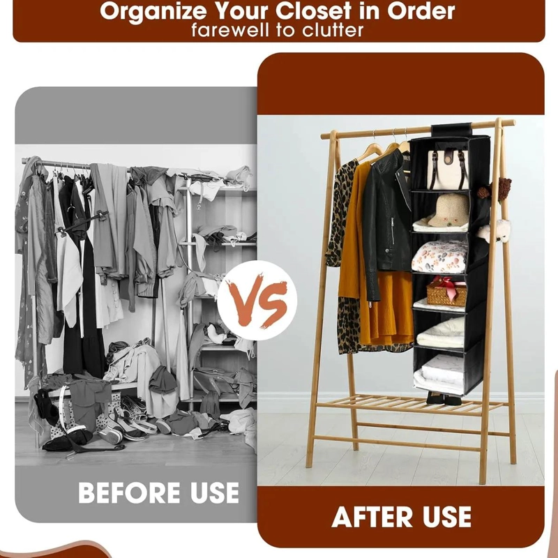 ORGANIZADOR COLGANTE PLEGABLE CON 6 COMPARTIMENTOS PARA BOLSAS - 4