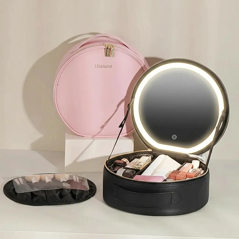 ESTUCHE ORGANIZADOR PARA MAQUILLAJE CON ESPEJO Y LUZ LED INTEGRADA - 1