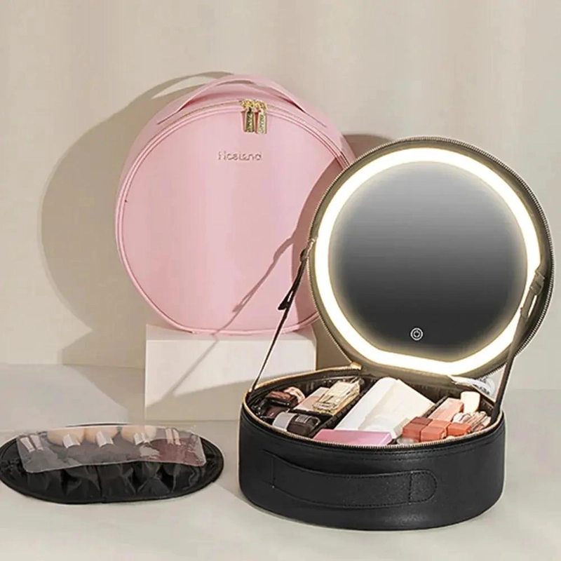 ESTUCHE ORGANIZADOR PARA MAQUILLAJE CON ESPEJO Y LUZ LED INTEGRADA - 3
