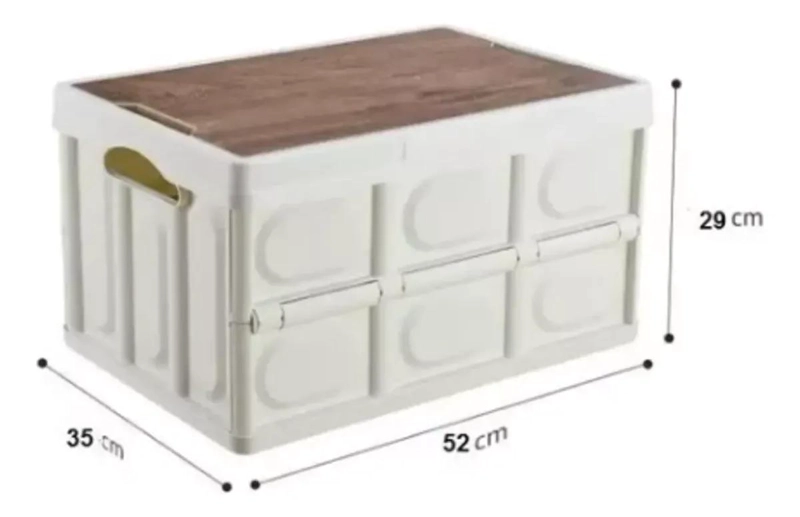 CAJA ORGANIZADORA PLEGABLE DE PLASTICO CON TAPA DE MADERA 55 LITROS - 2