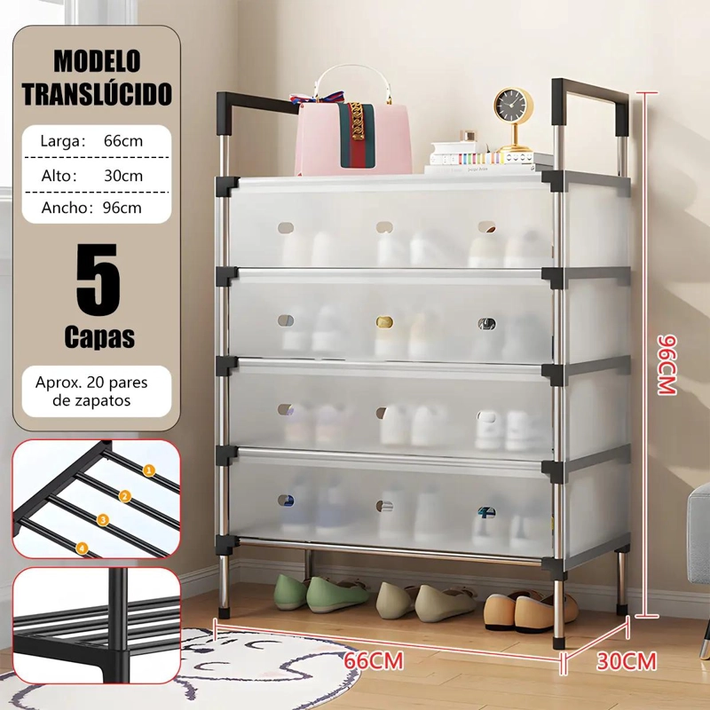 ZAPATERO DE METAL CON 5 NIVELES PARA ORGANIZAR HASTA 15 PARES DE CALZADO - 1