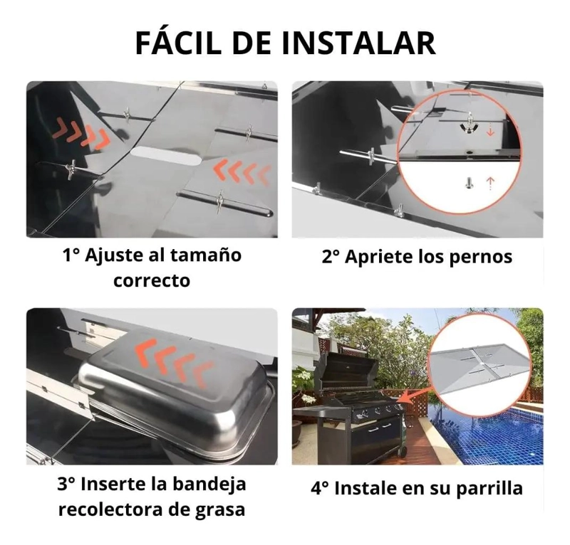 BANDEJA AJUSTABLE PARA RECOLECCION DE GRASA EN PARRILLAS A GAS UNIVERSAL - 4