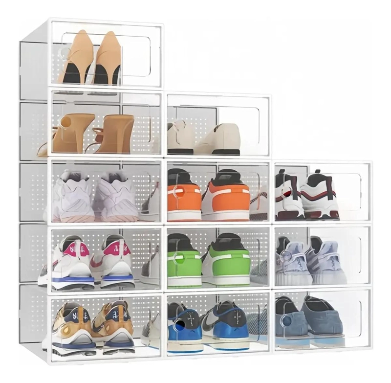 SET DE 12 CAJAS ORGANIZADORAS APILABLES PARA ZAPATOS CON ESTRUCTURA FIRME - 1