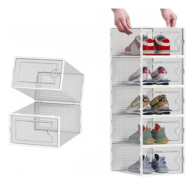 SET DE 12 CAJAS ORGANIZADORAS APILABLES PARA ZAPATOS CON ESTRUCTURA FIRME - 4