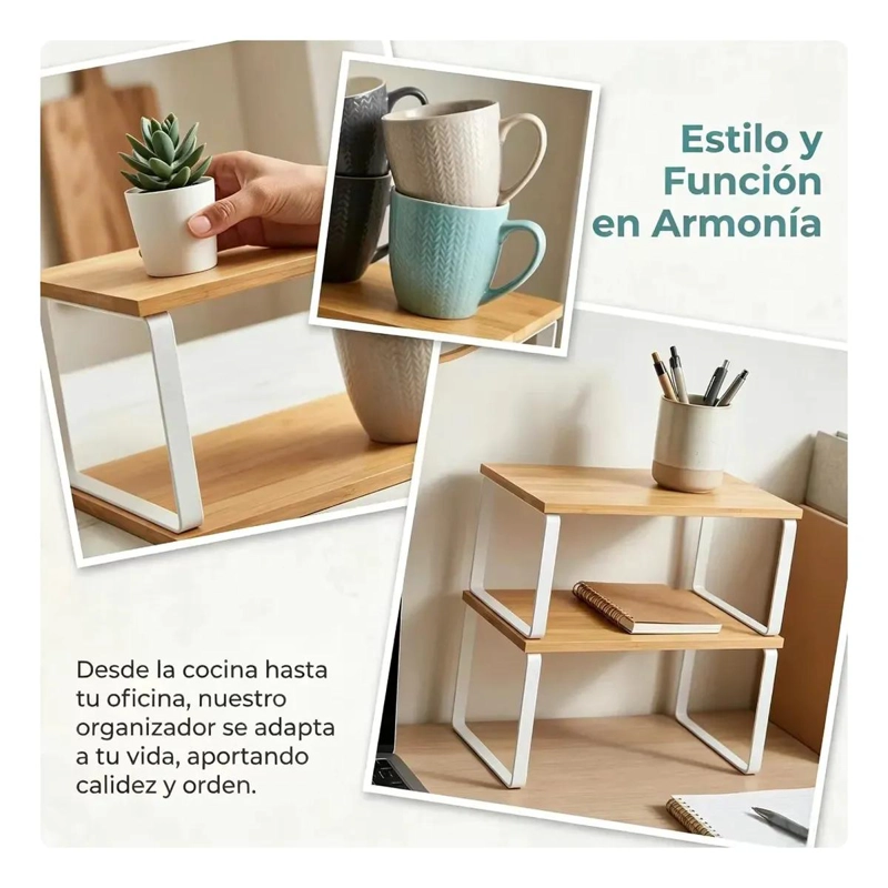 ORGANIZADOR APILABLE CON 2 REPISAS PARA VAJILLA Y LOZA - 5