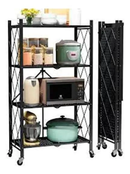 ESTANTE MOVIL ORGANIZADOR MULTIUSO DE 4 NIVELES COLOR NEGRO - 1