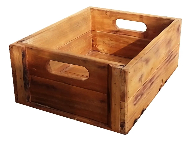 CAJA ORGANIZADORA DE MADERA RUSTICA VINTAGE CON MEDIDAS 48X35X18 CM - 1
