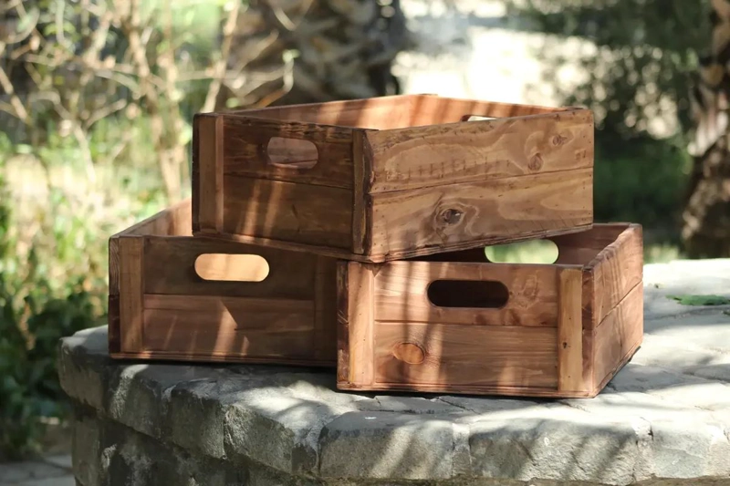 CAJA ORGANIZADORA DE MADERA RUSTICA VINTAGE CON MEDIDAS 48X35X18 CM - 2