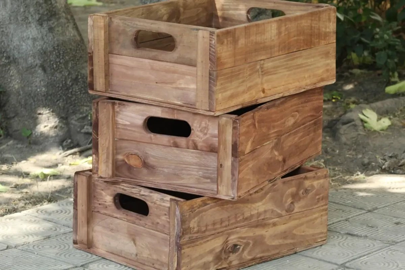 CAJA ORGANIZADORA DE MADERA RUSTICA VINTAGE CON MEDIDAS 48X35X18 CM - 5