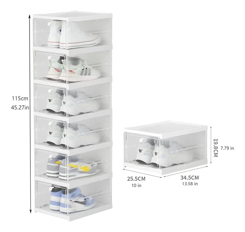 SET DE 6 CAJAS ORGANIZADORAS TRANSPARENTES PARA ZAPATOS RESISTENTES - 2