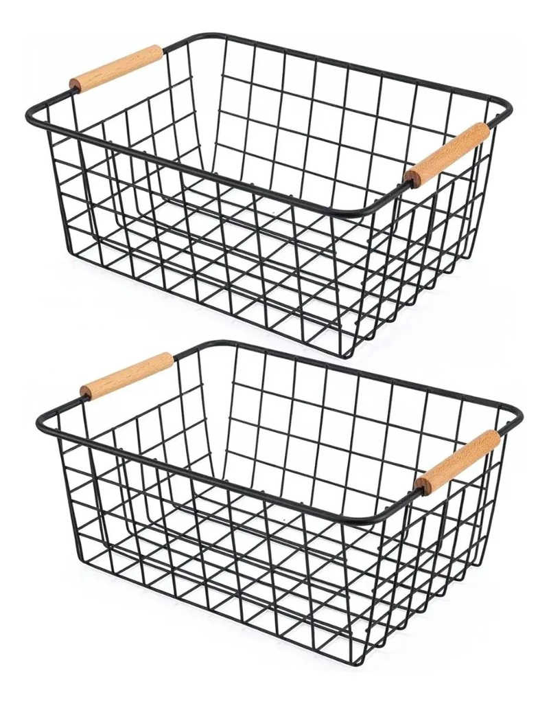 PACK DE 2 CANASTOS ORGANIZADORES PARA ROPA, VERDURAS Y FRUTAS EN COCINA - 1