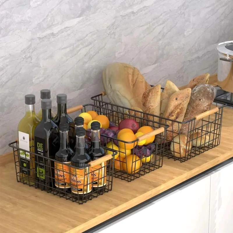 PACK DE 2 CANASTOS ORGANIZADORES PARA ROPA, VERDURAS Y FRUTAS EN COCINA - 3