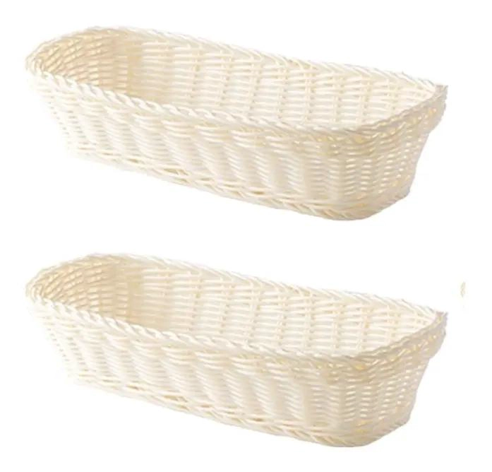 SET DE 2 CANASTOS ORGANIZADORES DE PLASTICO BLANCO PARA ALMACENAJE - 3