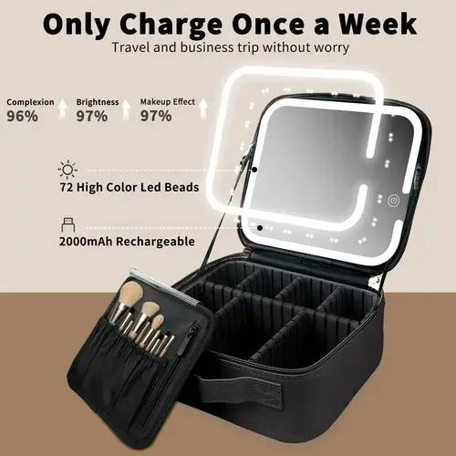 ESTUCHE DE MAQUILLAJE CON ESPEJO Y LUZ LED PARA VIAJE Y ORGANIZACION - 2