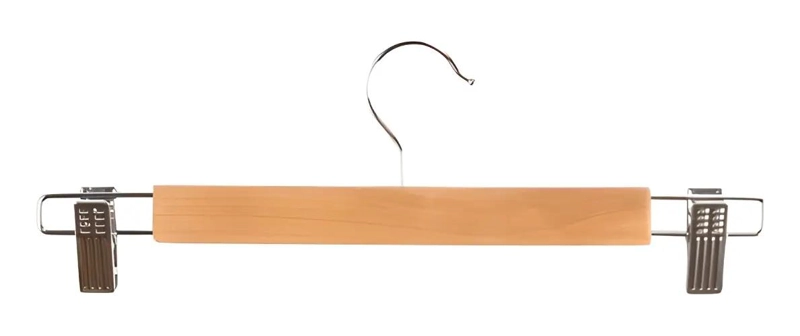 SET DE 15 COLGADORES DE MADERA CON GANCHO METALICO PARA PANTALONES - 2