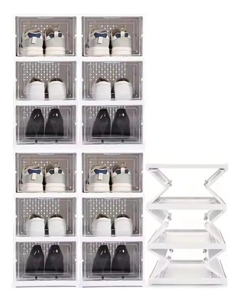 CAJA ORGANIZADORA APILABLE PARA ZAPATOS CON 6 NIVELES EN COLOR BLANCO - 1