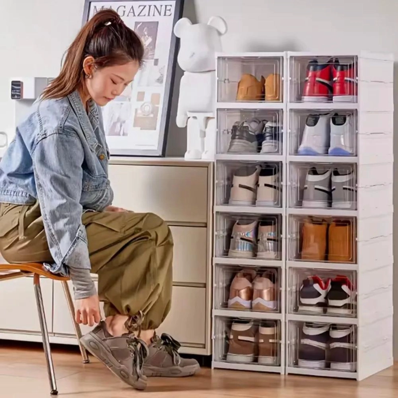 CAJA ORGANIZADORA APILABLE PARA ZAPATOS CON 6 NIVELES EN COLOR BLANCO - 2