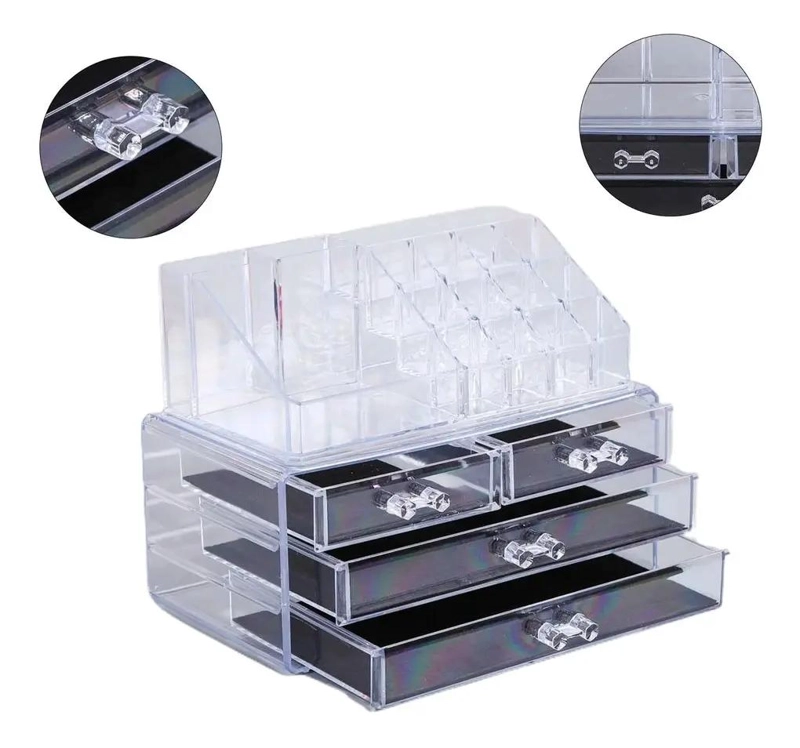 ORGANIZADOR ACRILICO PARA COSME TICOS Y MAQUILLAJE CON MULTIPLES COMPARTIMENTOS - 1