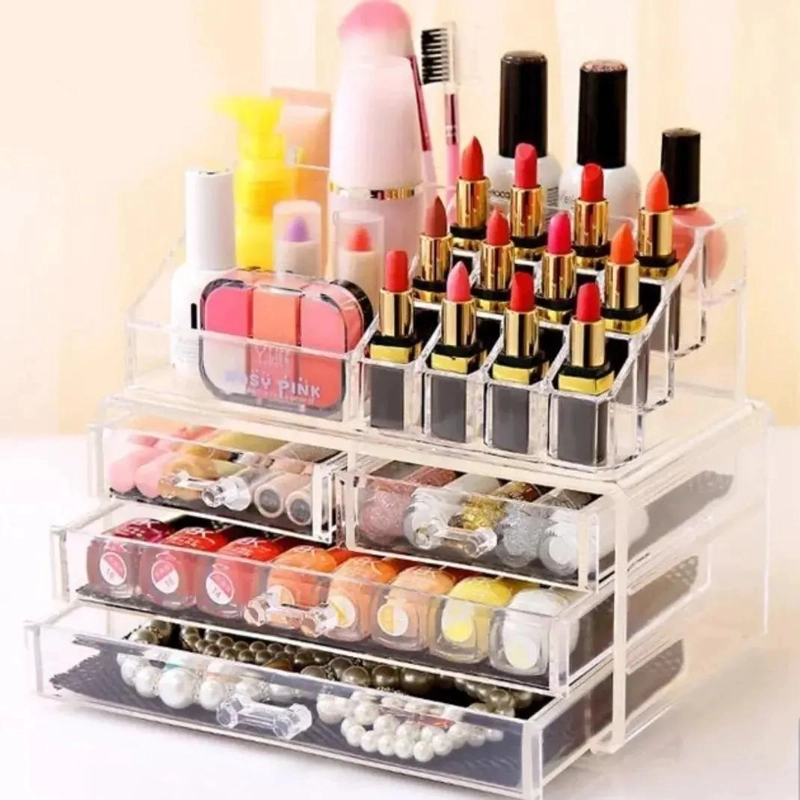 ORGANIZADOR ACRILICO PARA COSME TICOS Y MAQUILLAJE CON MULTIPLES COMPARTIMENTOS - 2