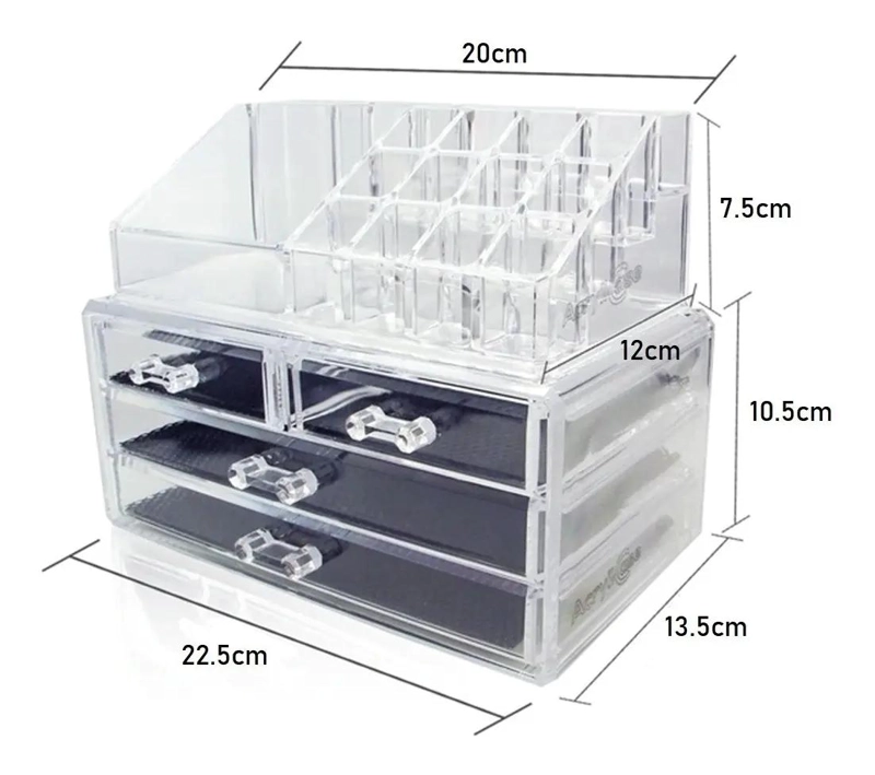 ORGANIZADOR ACRILICO PARA COSME TICOS Y MAQUILLAJE CON MULTIPLES COMPARTIMENTOS - 3