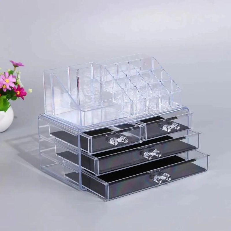 ORGANIZADOR ACRILICO PARA COSME TICOS Y MAQUILLAJE CON MULTIPLES COMPARTIMENTOS - 4