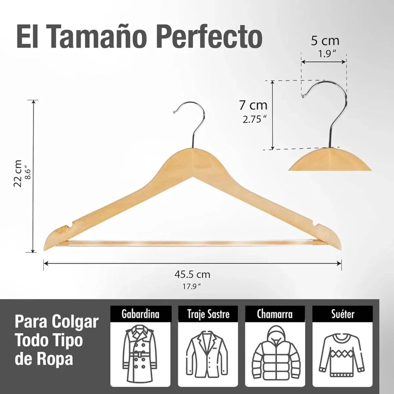 SET DE 30 COLGADORES GIRATORIOS DE MADERA PARA ROPA - 3