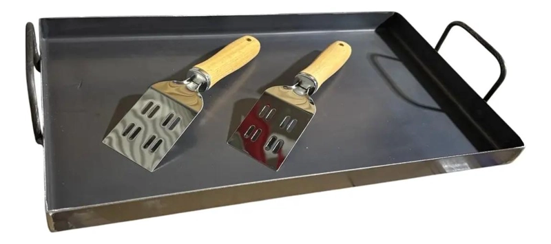 BANDEJA PARA PLANCHA CHURRASQUERA PORTATIL CON ESPATULAS 45X25 CM - 5
