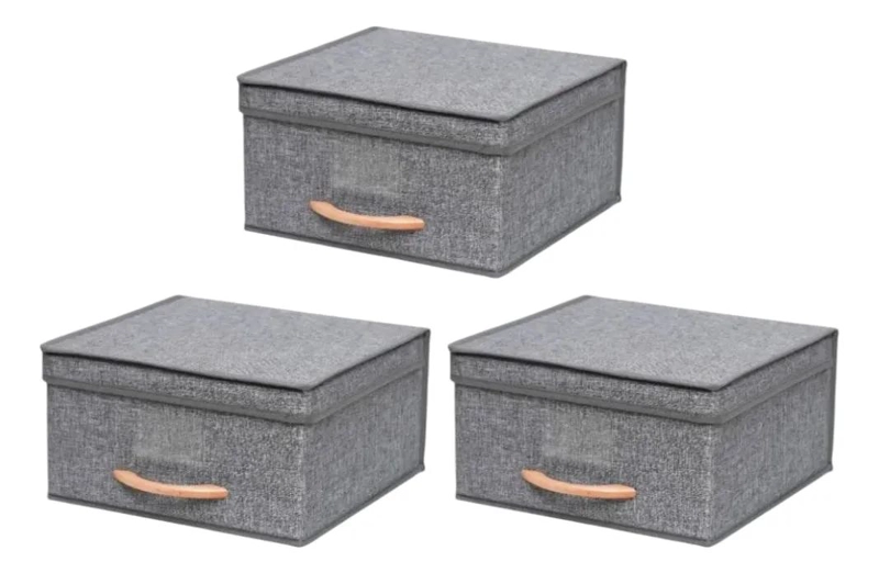 SET DE 3 CAJAS ORGANIZADORAS PLEGABLES 30X30X16 CM PARA ALMACENAMIENTO - 1