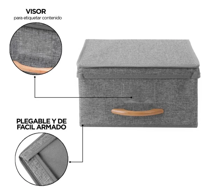 SET DE 3 CAJAS ORGANIZADORAS PLEGABLES 30X30X16 CM PARA ALMACENAMIENTO - 5