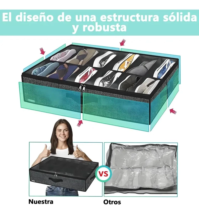 CAJA ORGANIZADORA PLEGABLE PARA 24 PARES DE ZAPATOS CON ASA - 2