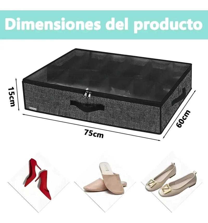 CAJA ORGANIZADORA PLEGABLE PARA 24 PARES DE ZAPATOS CON ASA - 3