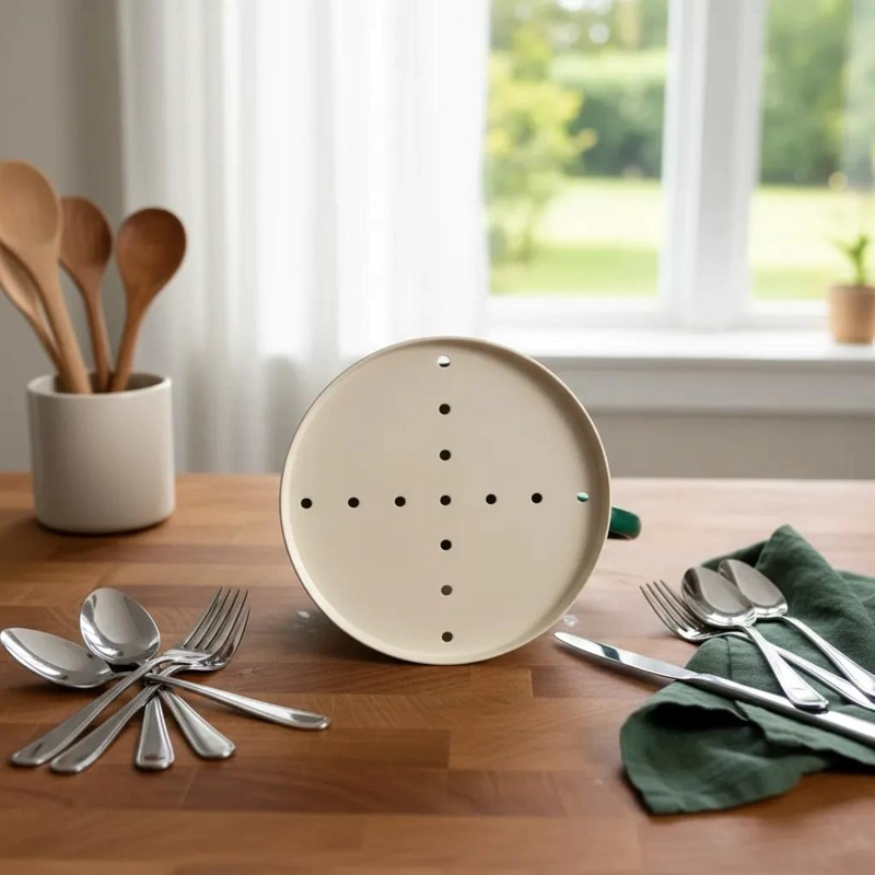 ORGANIZADOR METALICO PARA CUBIERTOS CON 4 COMPARTIMENTOS COLOR CEREZA - 2