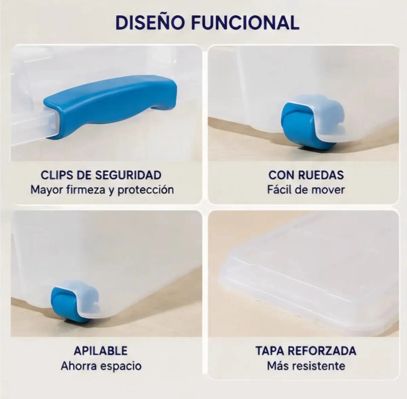 SET DE 2 CAJAS ORGANIZADORAS CON RUEDAS DE 15 LITROS CAPACIDAD - 2