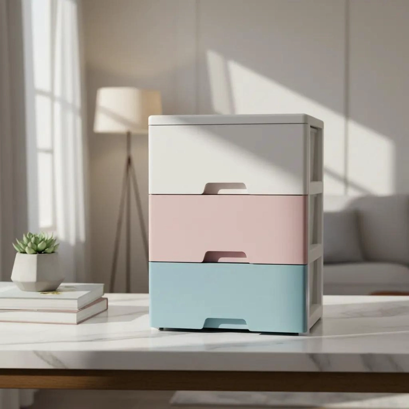 CAJONERA ORGANIZADORA PLASTICA DE 3 NIVELES CON RUEDAS 47X29X52 CM - 1