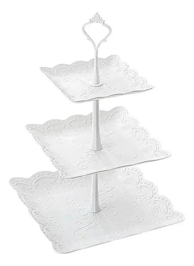 SET DE TRES PORTA CUPCAKES REDONDOS CON BASE PARA TORTA - 4
