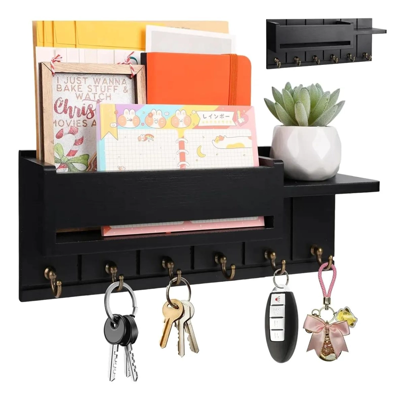 ORGANIZADOR DE PARED MODERNO CON PORTALLAVES Y REPISA INTEGRADA - 1