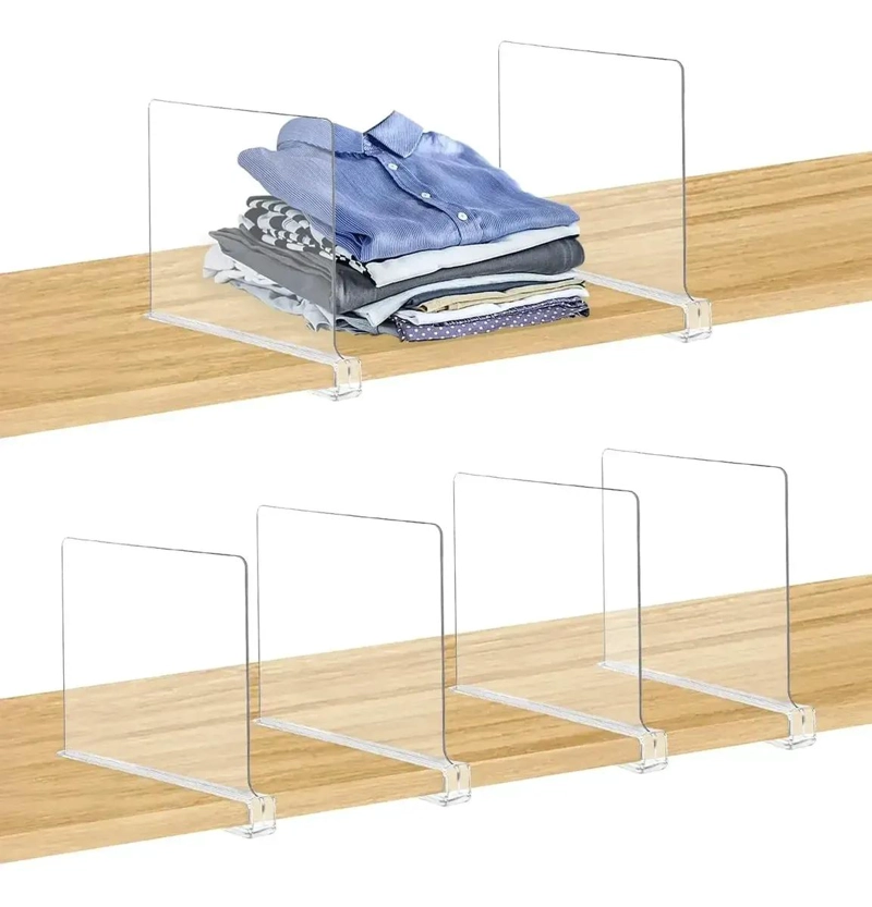 SET DE 6 SEPARADORES ACRILICOS PARA ESTANTES Y ARMARIOS DE ROPA - 1