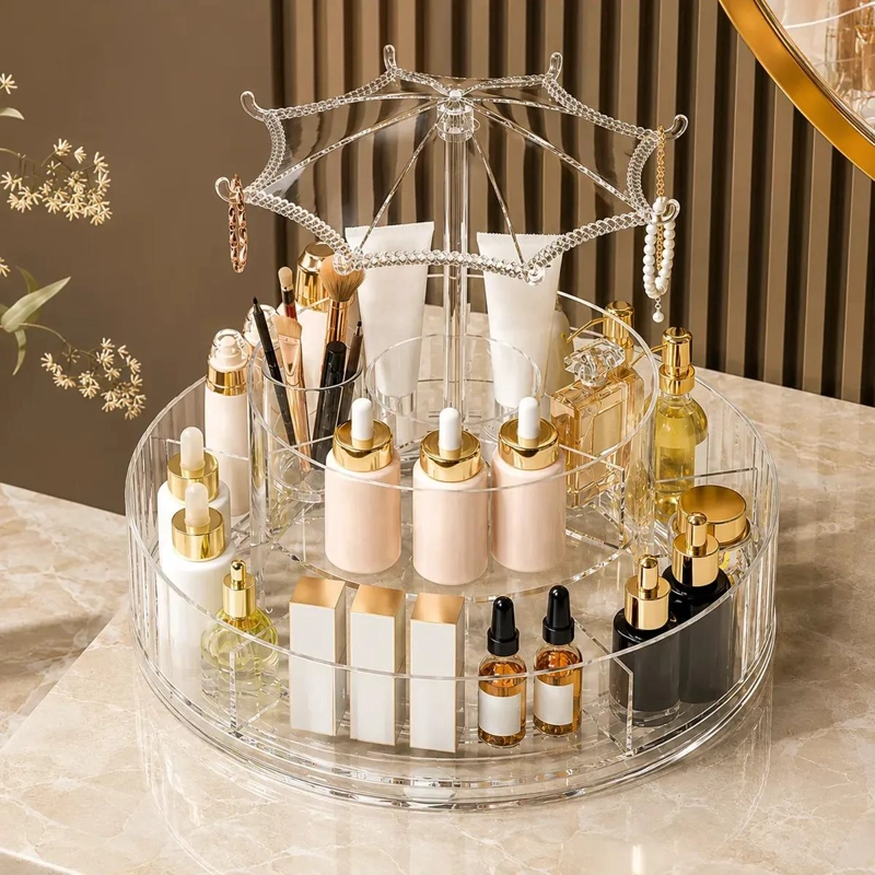 ORGANIZADOR GIRATORIO PARA COSME TICOS CON COLGADOR PARA JOYAS - 2