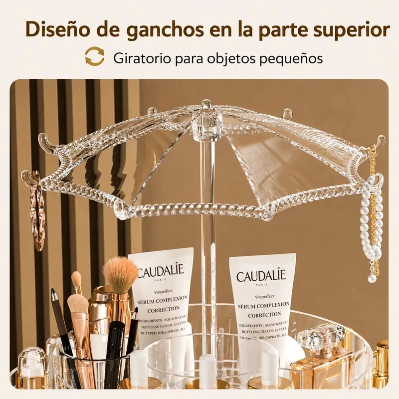 ORGANIZADOR GIRATORIO PARA COSME TICOS CON COLGADOR PARA JOYAS - 3