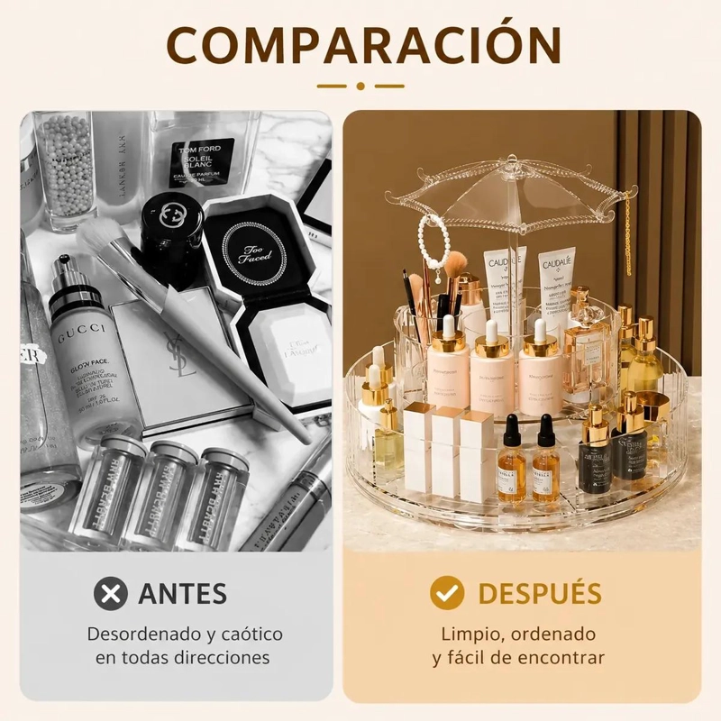 ORGANIZADOR GIRATORIO PARA COSME TICOS CON COLGADOR PARA JOYAS - 4