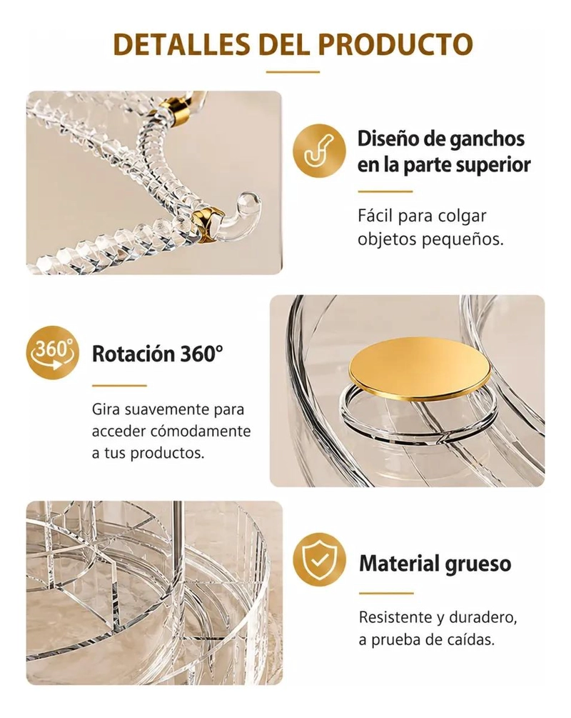 ORGANIZADOR GIRATORIO PARA COSME TICOS CON COLGADOR PARA JOYAS - 5
