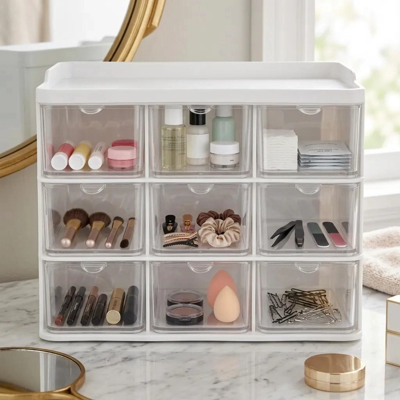 ORGANIZADOR COMPACTO PARA COSME TICOS CON DISEÑO 3X3 PRACTICO Y FUNCIONAL - 1