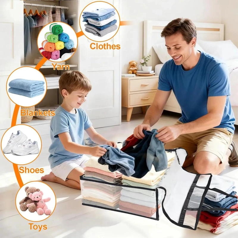 SET DE 4 BOLSAS PLEGABLES DE ALMACENAMIENTO PARA ROPA EN ARMARIO - 3