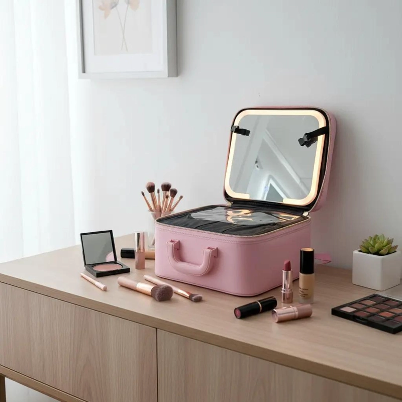 COSMETIQUERO TIPO MALETA PROFESIONAL CON ORGANIZADOR PARA MAQUILLAJE - 1