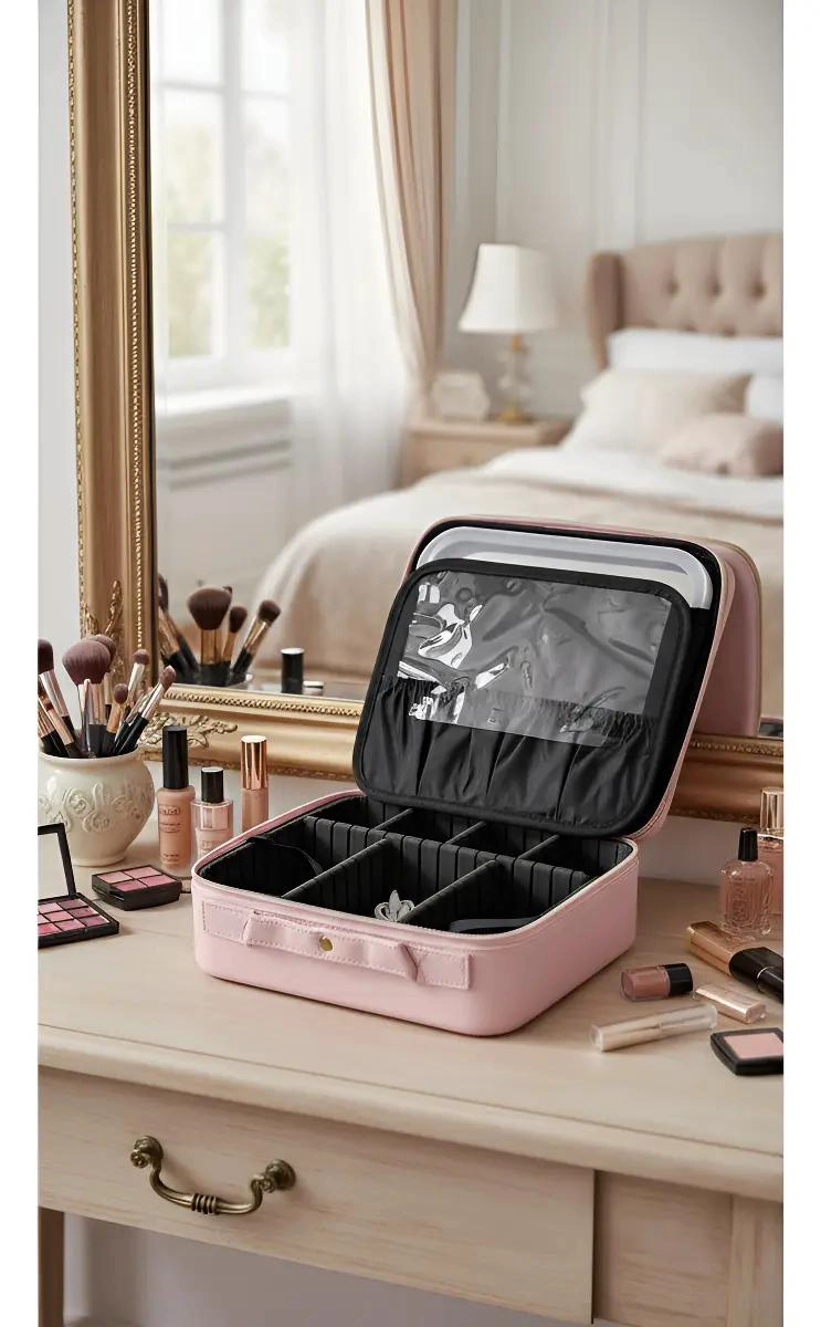 COSMETIQUERO TIPO MALETA PROFESIONAL CON ORGANIZADOR PARA MAQUILLAJE - 5