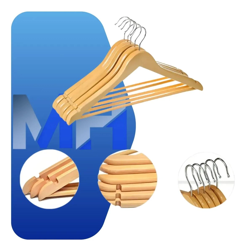 SET DE 16 COLGADORES DE MADERA PARA ROPA CON DISEÑO CLASICO - 3