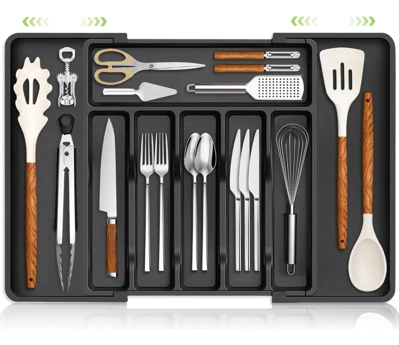 ORGANIZADOR DE CUBIERTOS EXPANDIBLE CON 8 COMPARTIMENTOS AJUSTABLES - 1