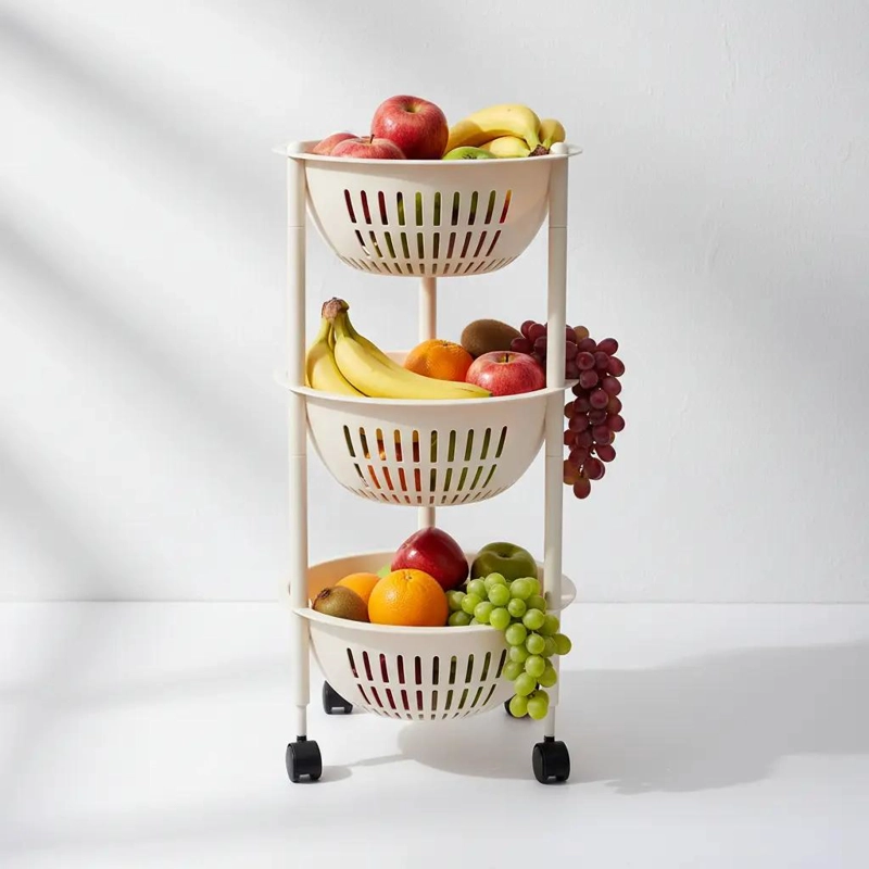 ORGANIZADOR PLASTICO MULTINIVEL CON RUEDAS PARA FRUTAS Y VERDURAS - 1