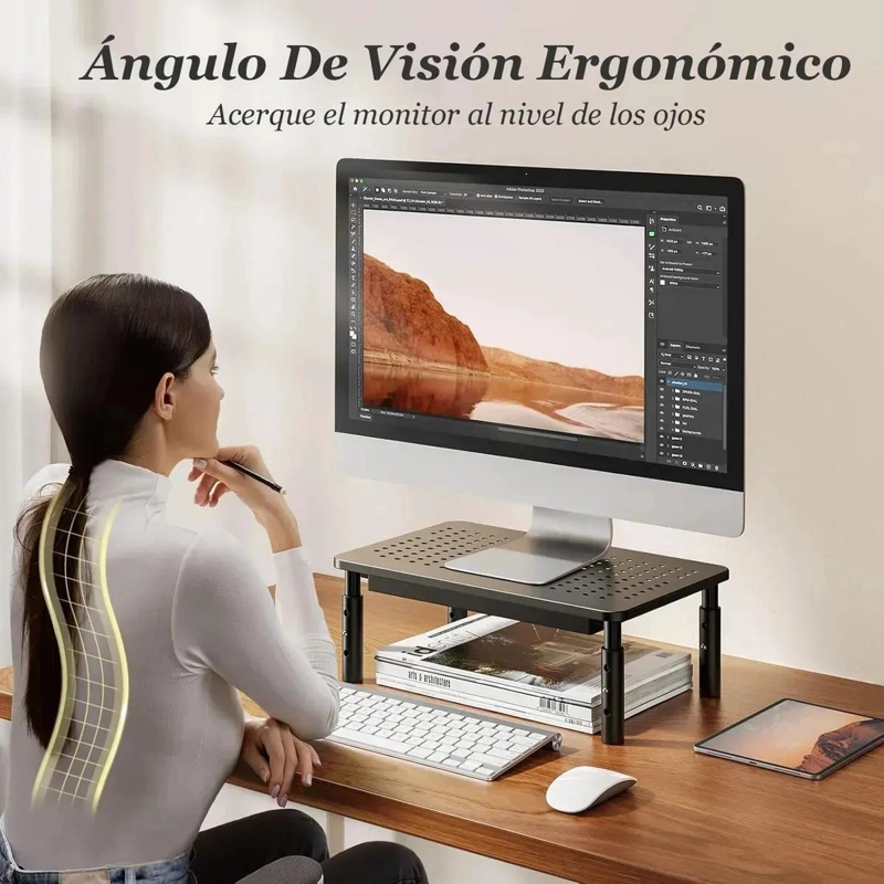 BASE AJUSTABLE PARA MONITOR CON 3 NIVELES DE ALTURA PARA COMPUTADORA PORTATIL - 2