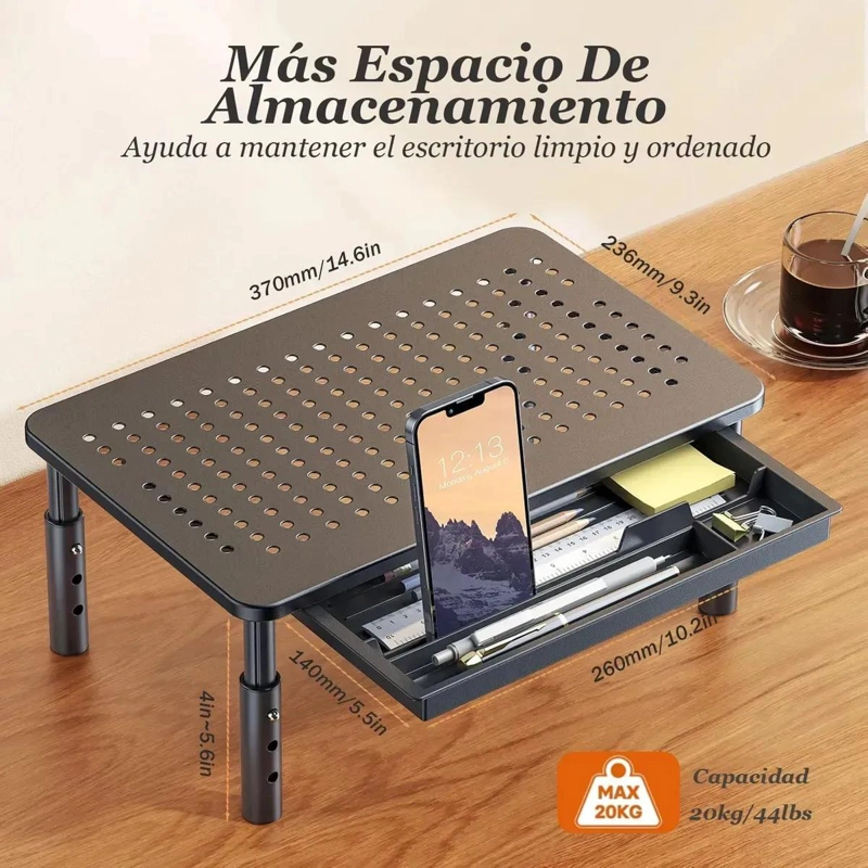 BASE AJUSTABLE PARA MONITOR CON 3 NIVELES DE ALTURA PARA COMPUTADORA PORTATIL - 3